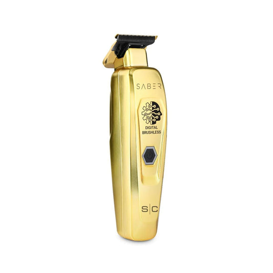 StyleCraft Gold Saber Trimmer - Professional Full Metal Body Digital Brushless Motor Cordless Hair Trimmer